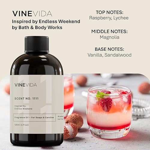 Miniatura 905 de VINEVIDA [4 onzas] Aceite de fragancia de madera de teca de caoba para fabricación de velas y fabricación de jabón, aromas de velas prémium para