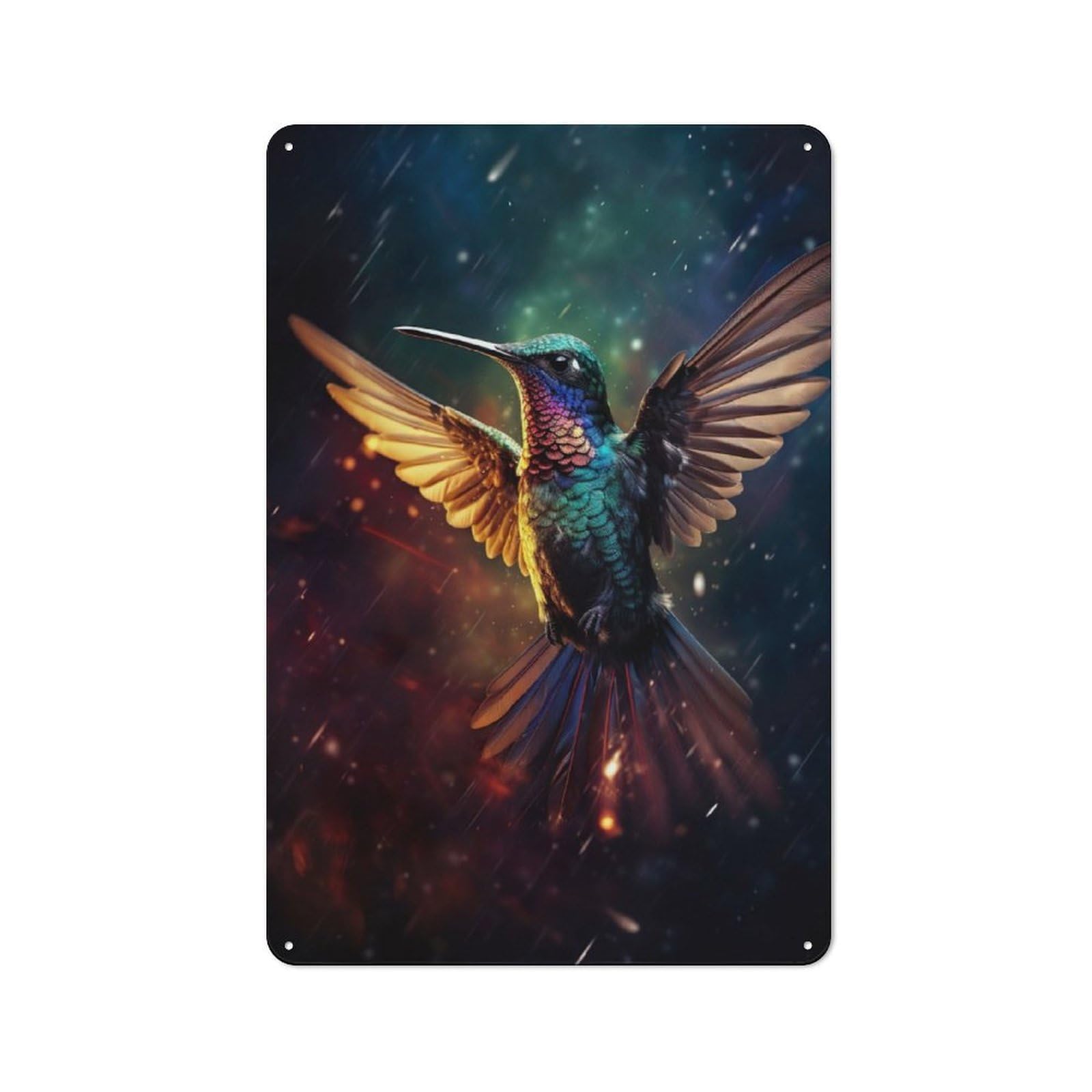 Junmoney Epic Rainy Hummingbird Bistro Style Tin Wall Sign 30X20cm, Shop Wall Decor For Takeaway, Bar, Kitchen Or Counter Area