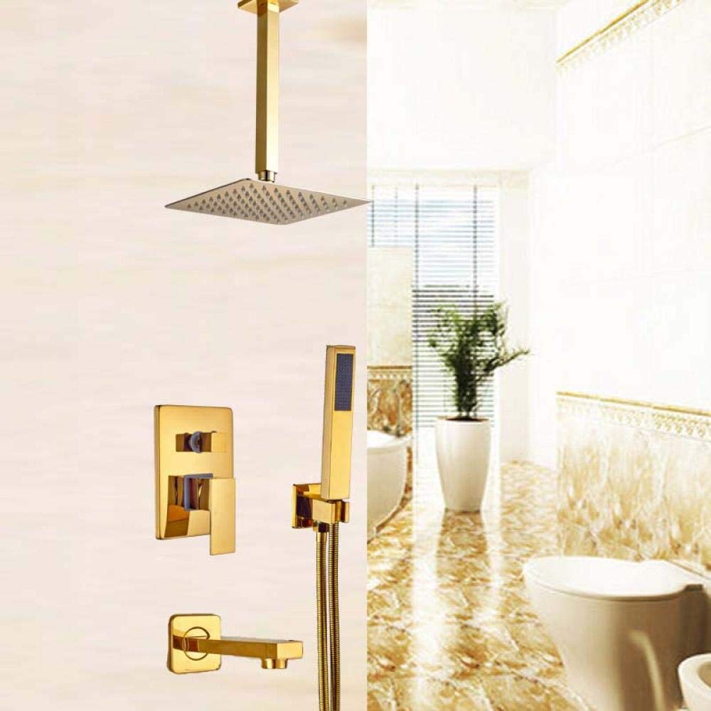 Robinet de baignoire or et douche de plafond pour rénovation moderne