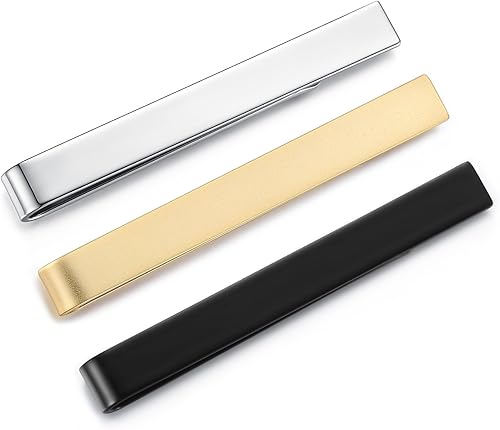 Juego de 3 clips de corbata de oso miel para hombre, de acero inoxidable de tamaño normal para regalo de boda de negocios, 2.1in, Acero inoxidable