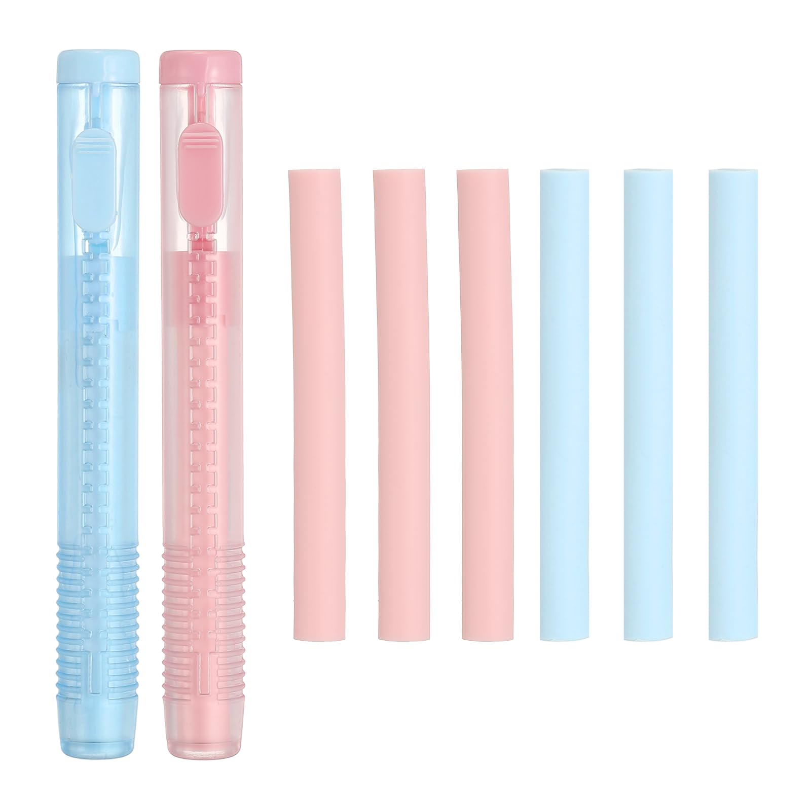 PATIKIL 8 Pack Erasers, Sliding Retractable Eraser Push Pull Cute Pencil Erasers Soft Large Easy to Clean with Plastic Sleeve for Sketching Drawing Artists Teacher Pencils, Pink Blue TPE