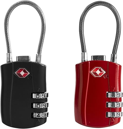 Cerraduras TSA para equipaje, candado pequeño combinado con cable, candados de equipaje aprobados por la TSA, candado combinado con código, para
