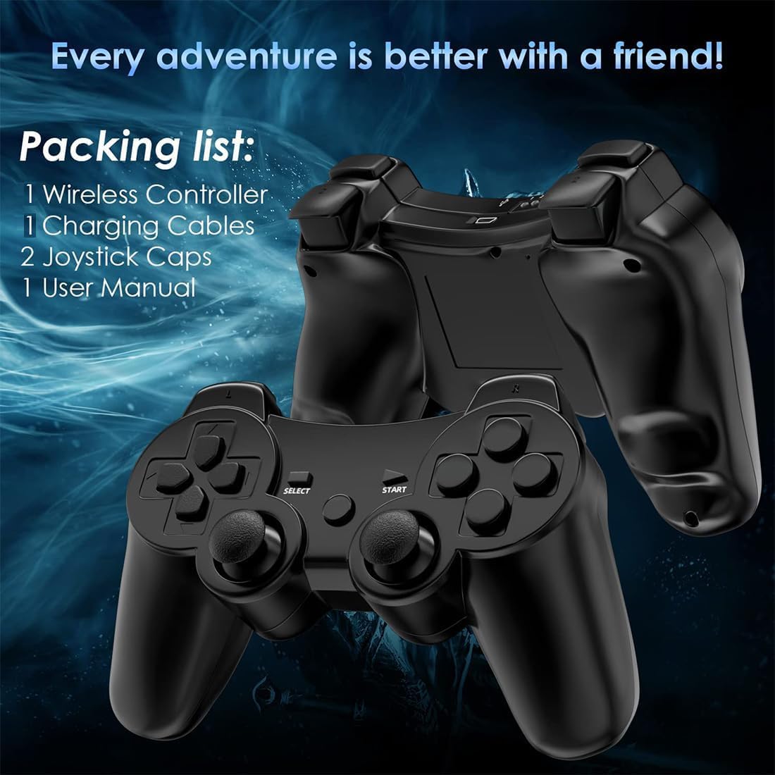 MUZELI Manettes pour PS3 Contrôleur sans Fil à Double Choc pour PS3 avec câble de Charge