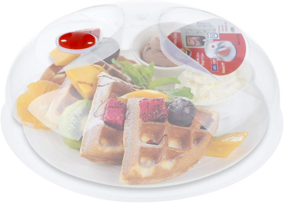  | Set of 2 Microwave Plate Cover with Adjustable Steam Vent Hole, BPA-Free Transparent Anti-Splatter Guard Plastic Lid (11.5 inch): Plate Serving Covers