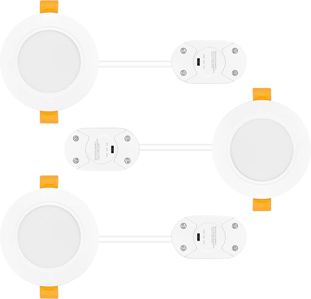 LUMENBAO 5W LED Small Round Recessed Downlights, LED Ceiling Lamps 500Lm Downlight Light Color Adjustable 3000K 4000K 6000K, Cut Hole Diameter 75-90MM, IP54 Waterproof for Kitchen Bathroom 3 Lamps