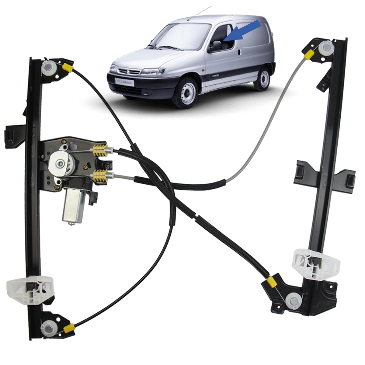 STARKIT PERFORMANCE Elevalunas compatible para Berlingo 1 y Partner 1 (1996-2008) CON MOTOR | DELANTERO IZQUIERDO (conductor) 9221G3, 9221A4, 9221AS