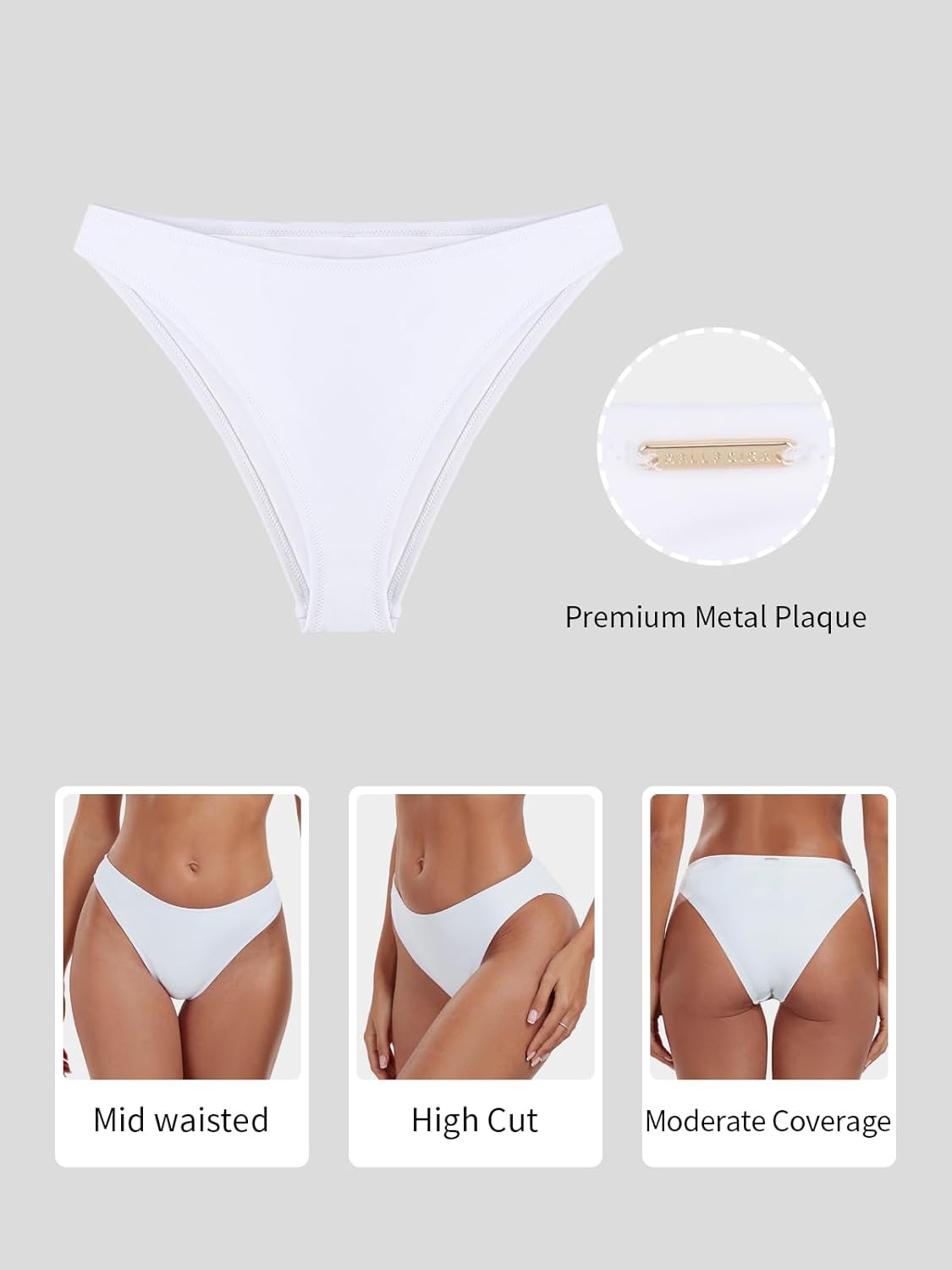 RELLECIGA Women's Cheeky Mid Waisted High Cut Bikini Bottoms - Image 4