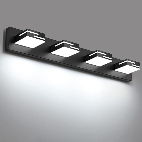 LED Modern Bathroom Vanity Light Fixtures, Dimmable Matte Black Vanity