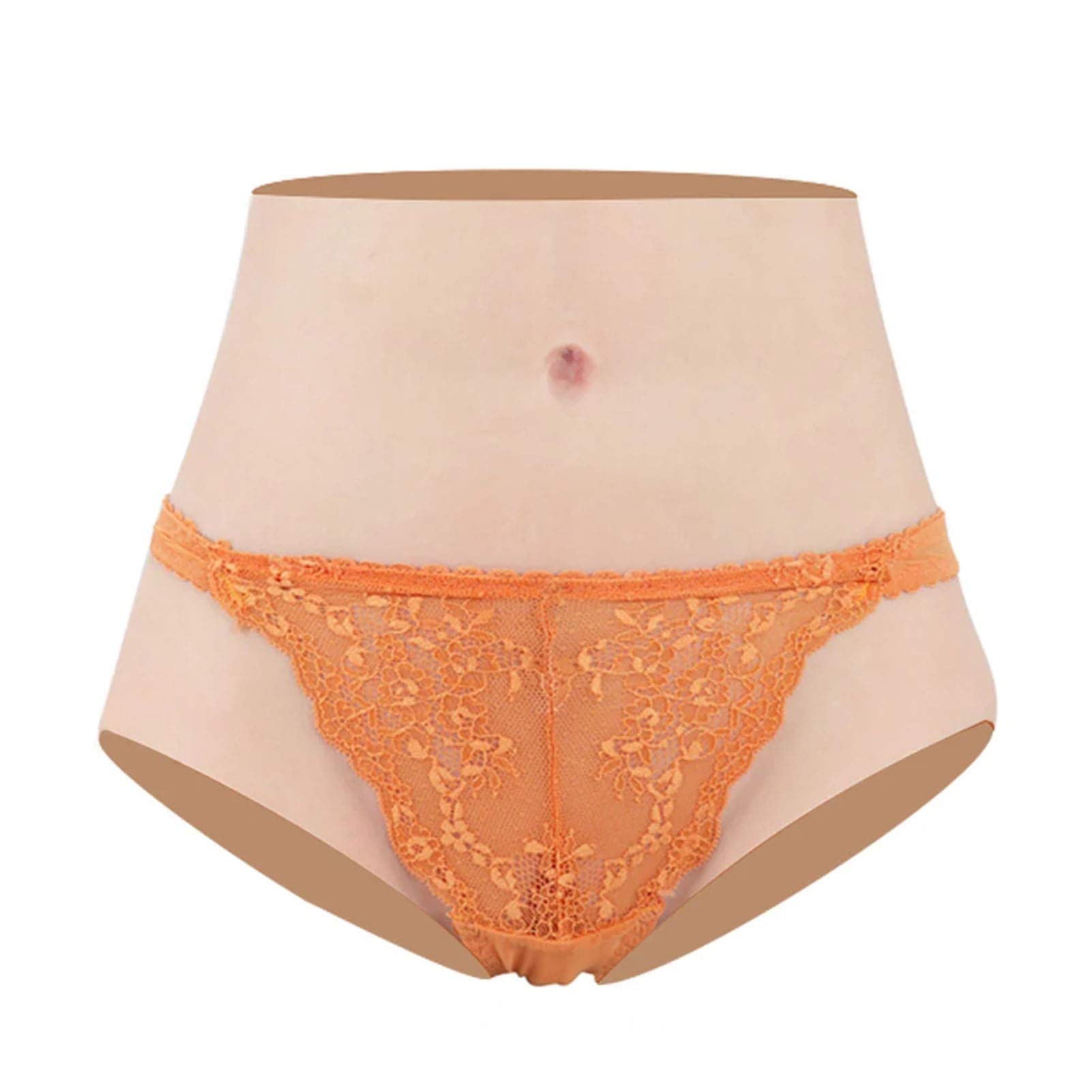 Crossdresser Fake Silicone Vagina Bragas con catéter, pantalones HIP MEJORADOR-HIDEGUSTING BREVES DE GAFF, DISFISE A prueba de agua Panty Fake for Crossdresser Transgender Papel Playing,Blanco,Basic