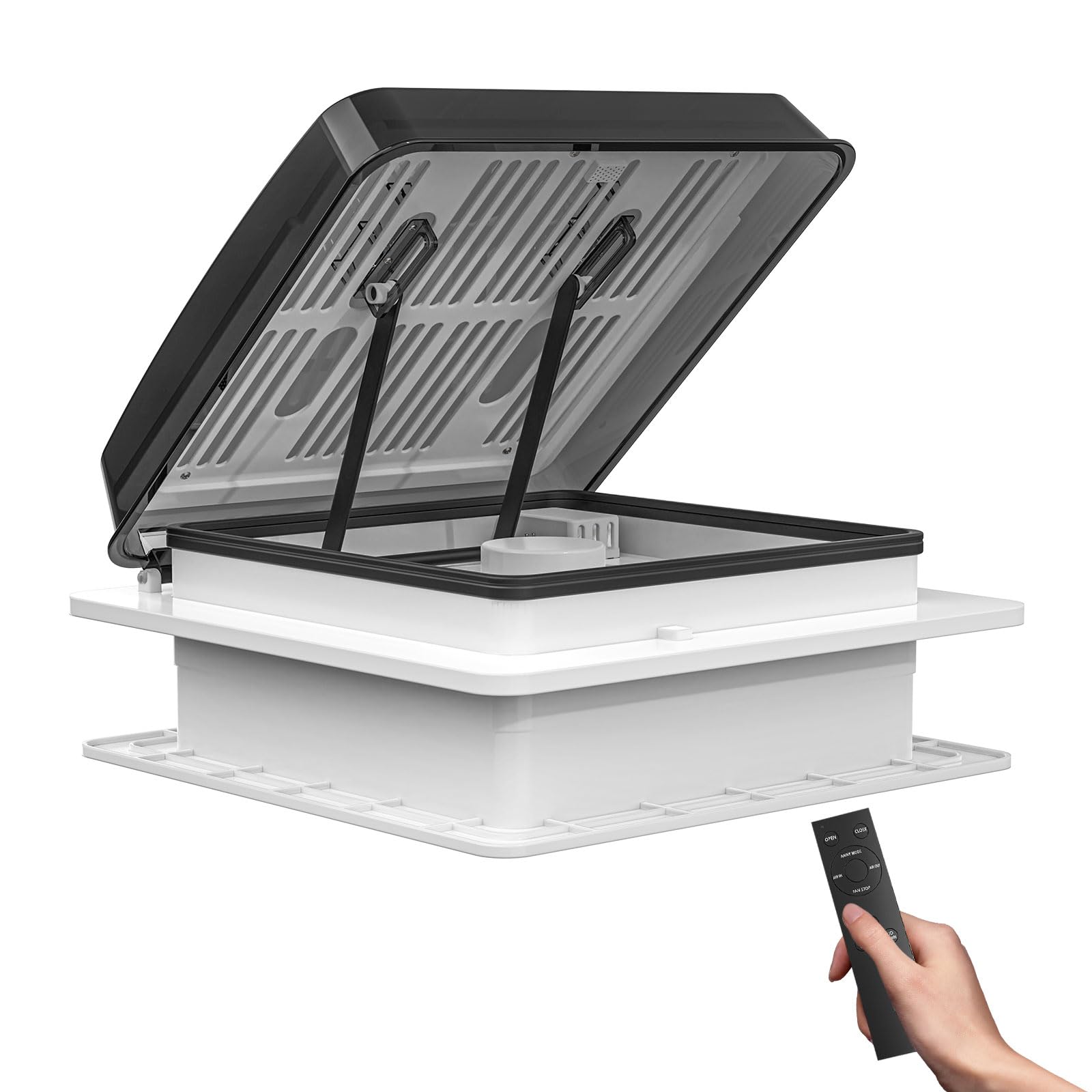 Air Max 14" Vent RV Roof Vent Reversible Exhuast Fan, Ultra Low Sound RV Air Ventilation Ceiling Fan 12V Remote with Rain Sensor