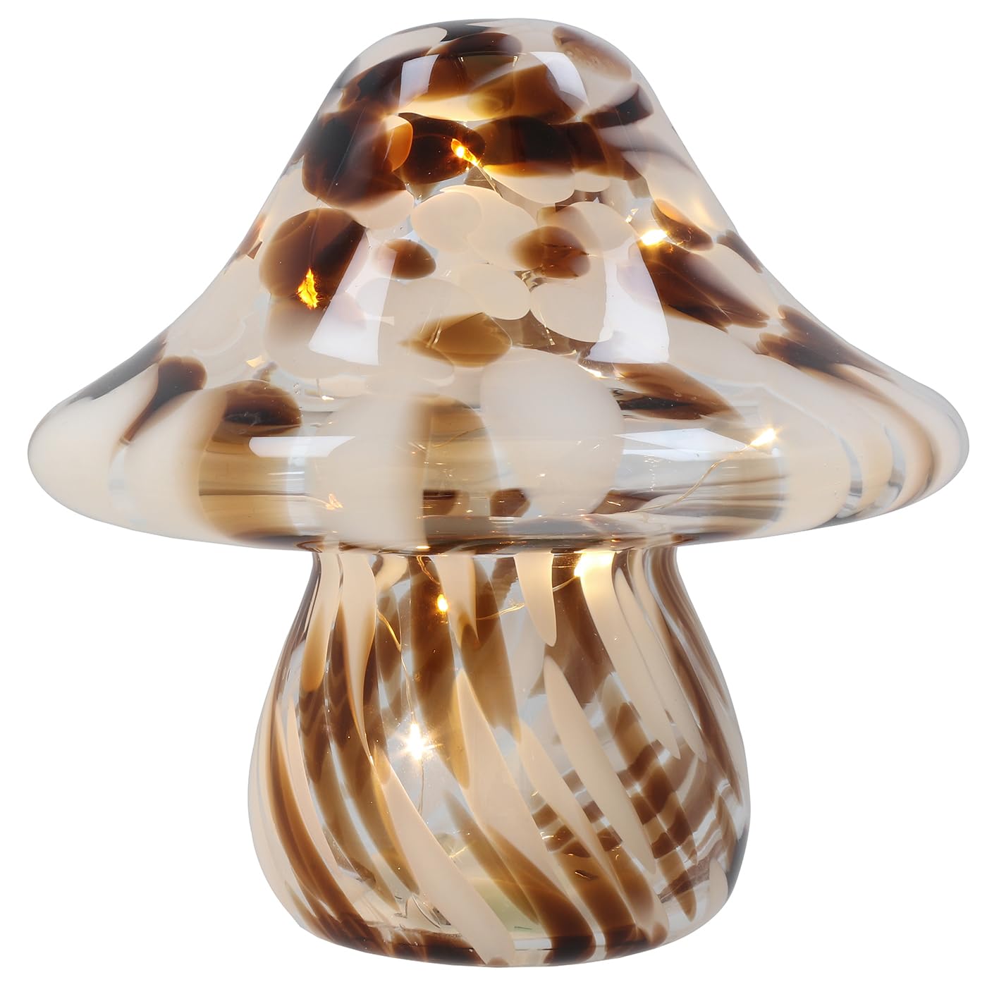 Shudehill Giftware Handblown Glass LED Mushroom, Toadstool and Orbs Light Up Ornaments - Pink, Blue, Grey or Amber (Toadstool Brown)
