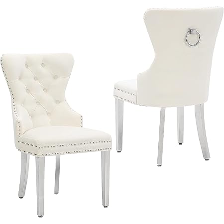 Amazon.com - InspiredHome White Leather Dining Chair - Design: Alberto ...
