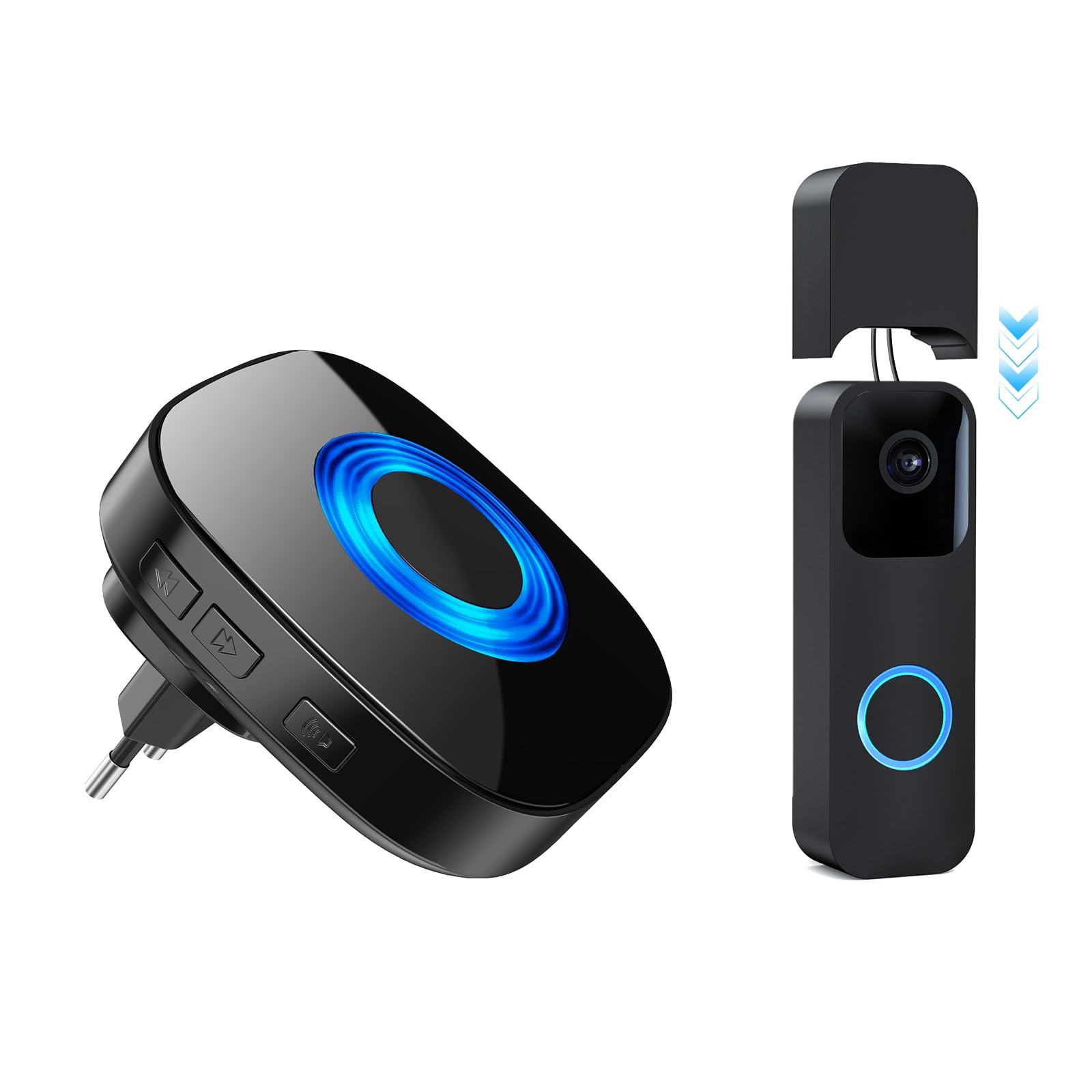 PHYSEN Répéteur de Signal sans fil pour Blink Doorbell, Relais de Sonnette sans fil, Convertisseur sans fil, kit d’extension Carillon, Uniquement pour le Mode Câblé, 1 Récepteur et 1 Émetteur