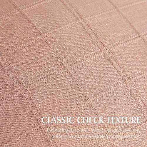 Image of Foindtower Set of 1 Decorative Linen Check Throw Pillow Cover Neutral Farmhouse Vintage Cushion Cover Modern Boho Accent Home Decor for Sofa Chair Couch Bedroom Living Room,18x18 Inch,Coral Pink