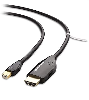Cable Matters Mini DisplayPort to HDTV Cable in Black 6 Feet - Thunderbolt and Thunderbolt 2 Port Compatible