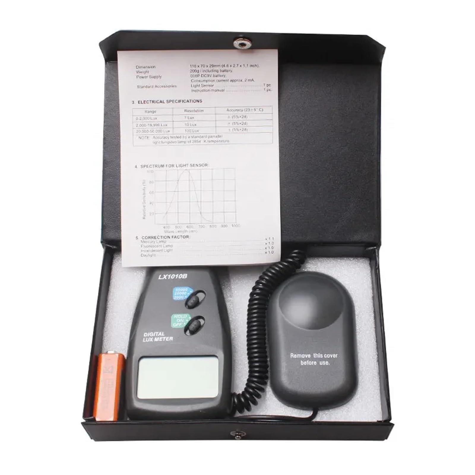 Luxmetro digitale portatile Lx-1010b Strumento fotometrico ad alta precisione for applicazioni di illuminazione Multifunzione