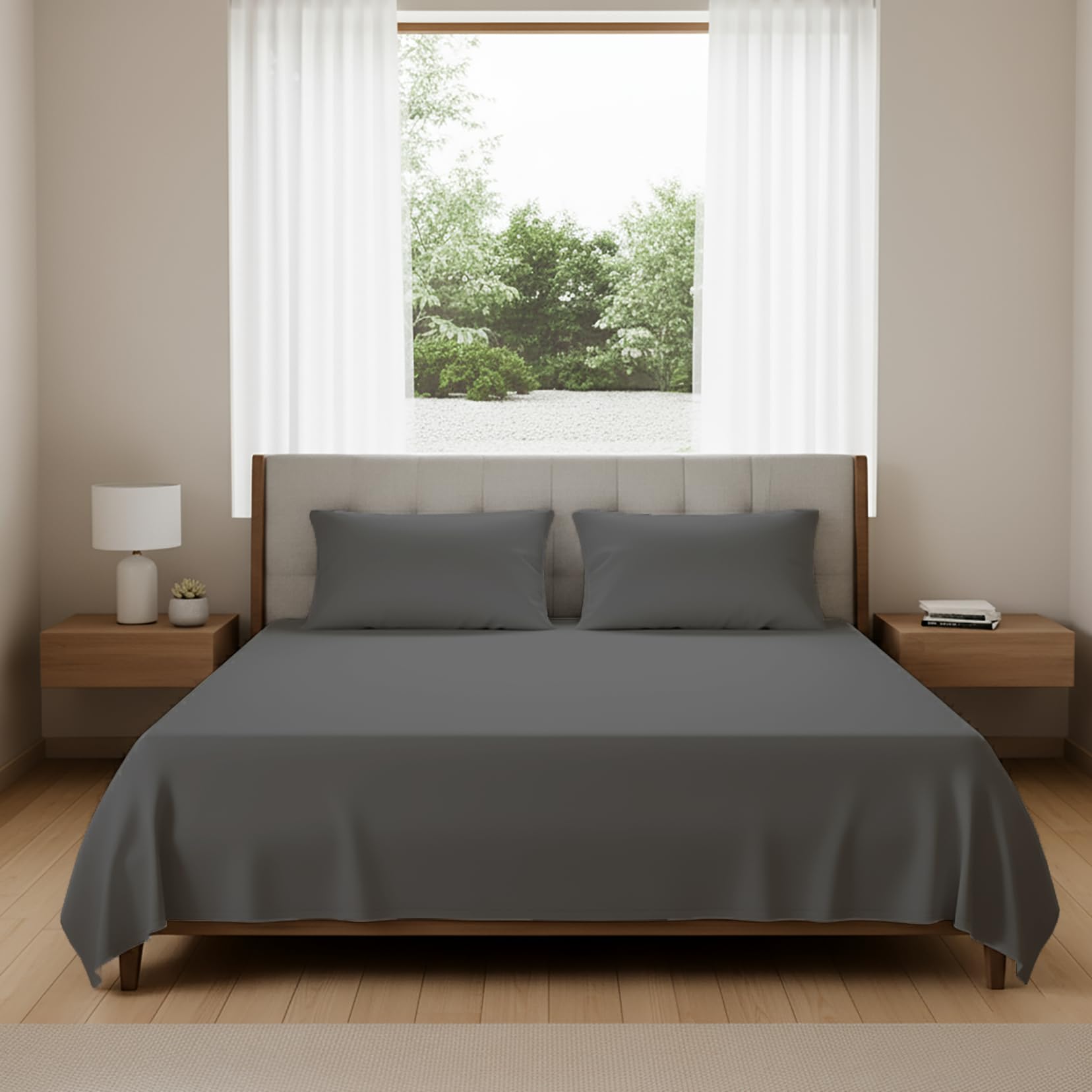 Small Double Flat Sheet, Premium Egyptian Cotton, 400 TC Luxury Bedding, Hotel-Quality Finish, Easy Care, 210 x 250 cm