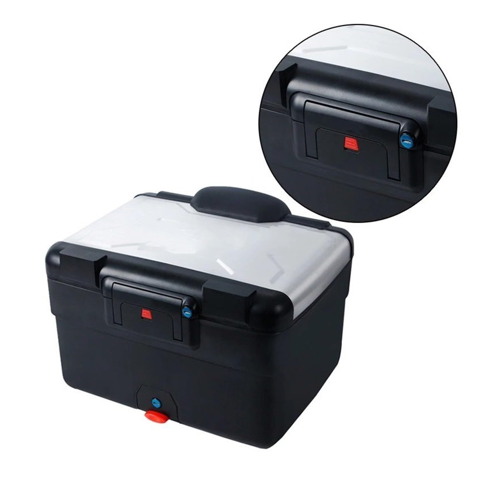 Bolsa De Equipaje Para Moto Caja Para Casco De Motocicleta De Plástico ABS De Gran Capacidad Con Cerradura Para Guardar Equipaje Y Herramientas Universal Impermeable Para Viaje(Black and White)