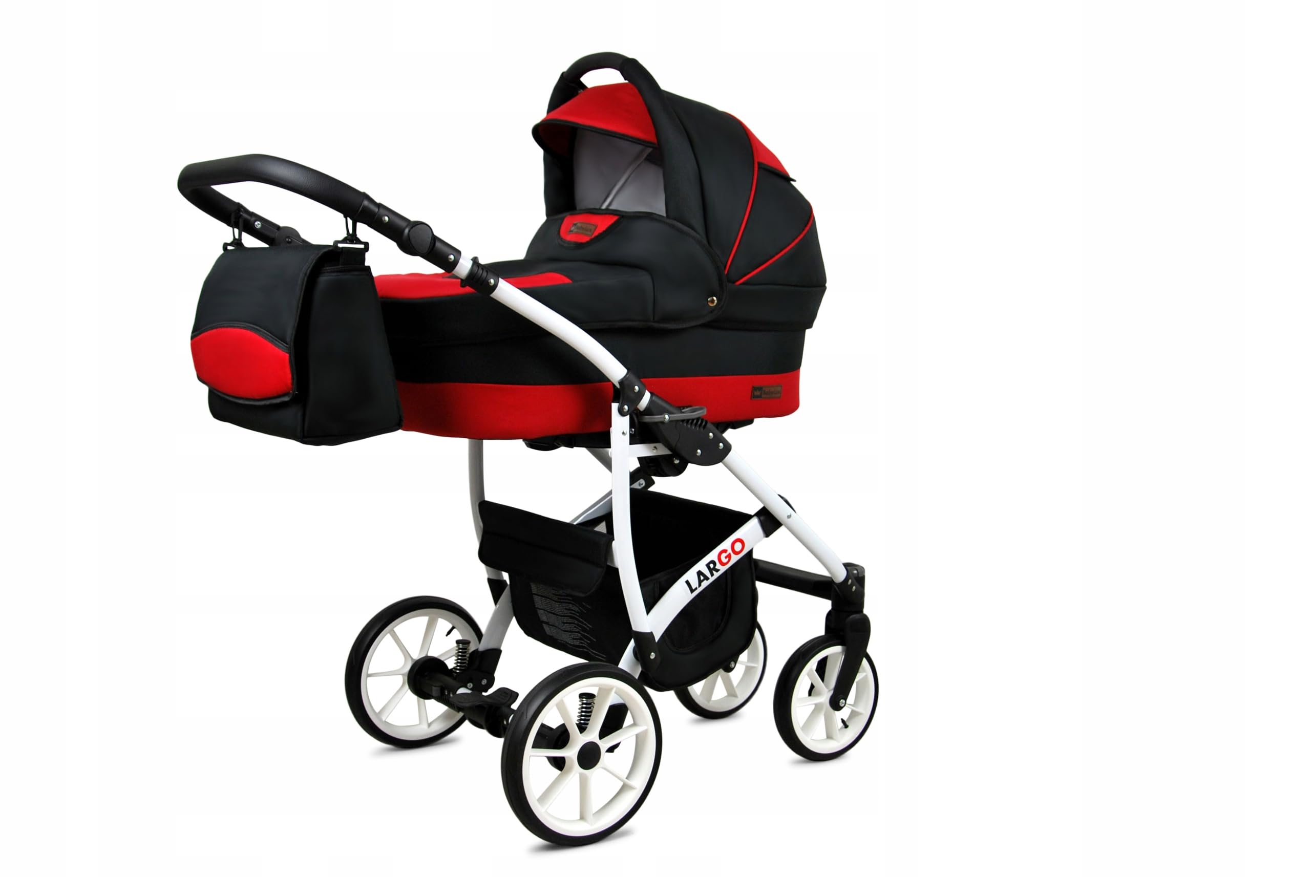 BabyLux Zestaw wózków dziecięcych 3 w 1 – Largo – w zestawie wanienka dla niemowląt, fotelik sportowy, fotelik samochodowy – zestaw wózków dziecięcych z torbą do przewijania, osłoną przeciwdeszczową