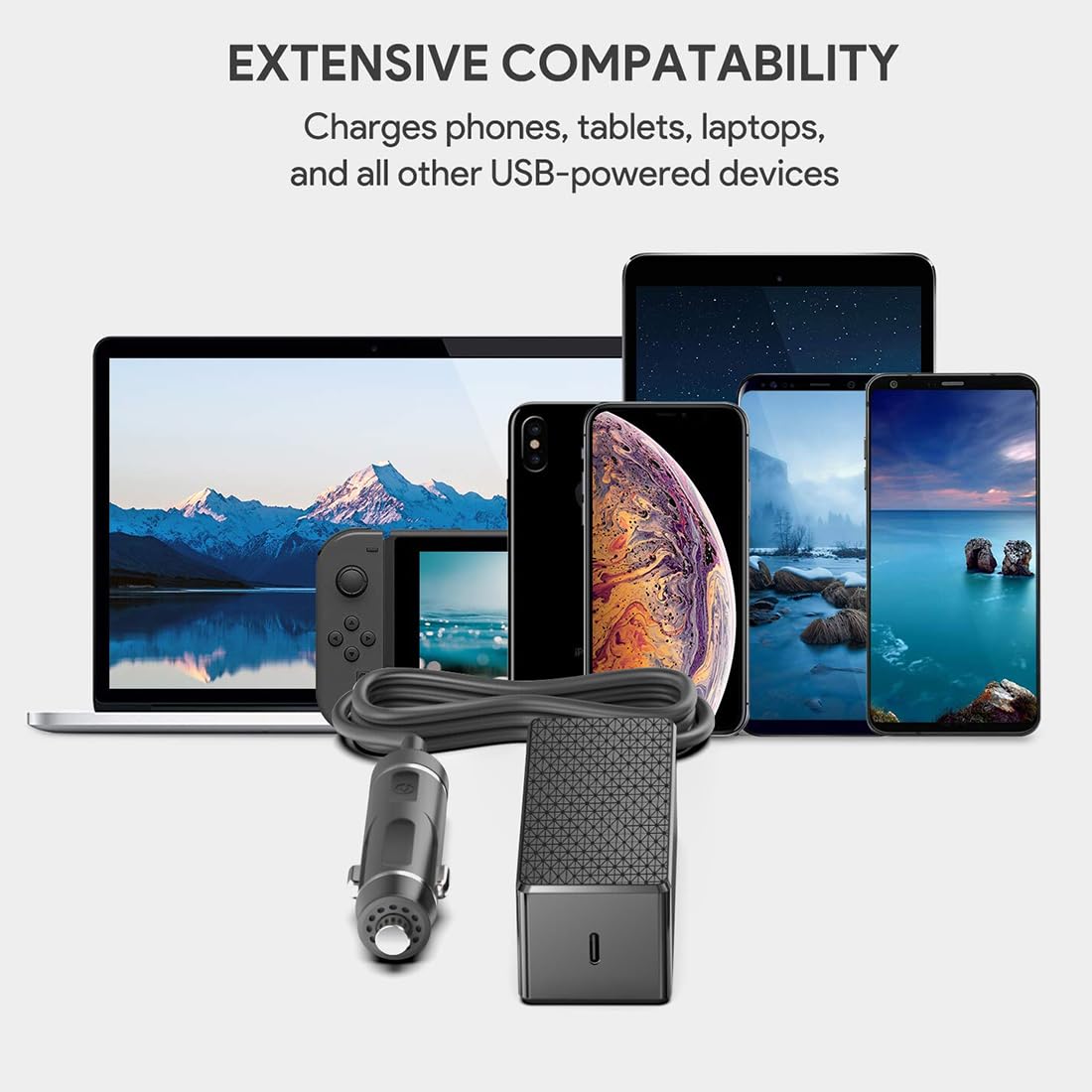 KFD Caricatore da auto USB C da 140 W PD 3.1 per MacBook Pro/Air Surface Pro Samsung Dell Google PC, Tablet Cellulare AI Laptop Alimentatore di rete 24 V Accendisigari USB Auto Charger con cavo di