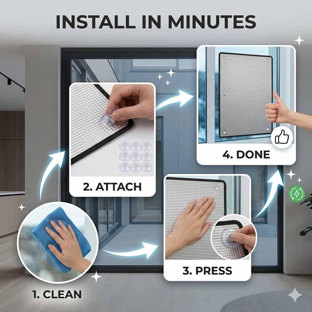 Pellicola Isolante Per Vetri Con Ventose, Pellicole Termico Oscurante In Alluminio, Pellicola Riflettente Anti Calore E Freddo，Protezione Privacy Per Bagno,Ufficio,Soggiorno(Nero,140x230cm)