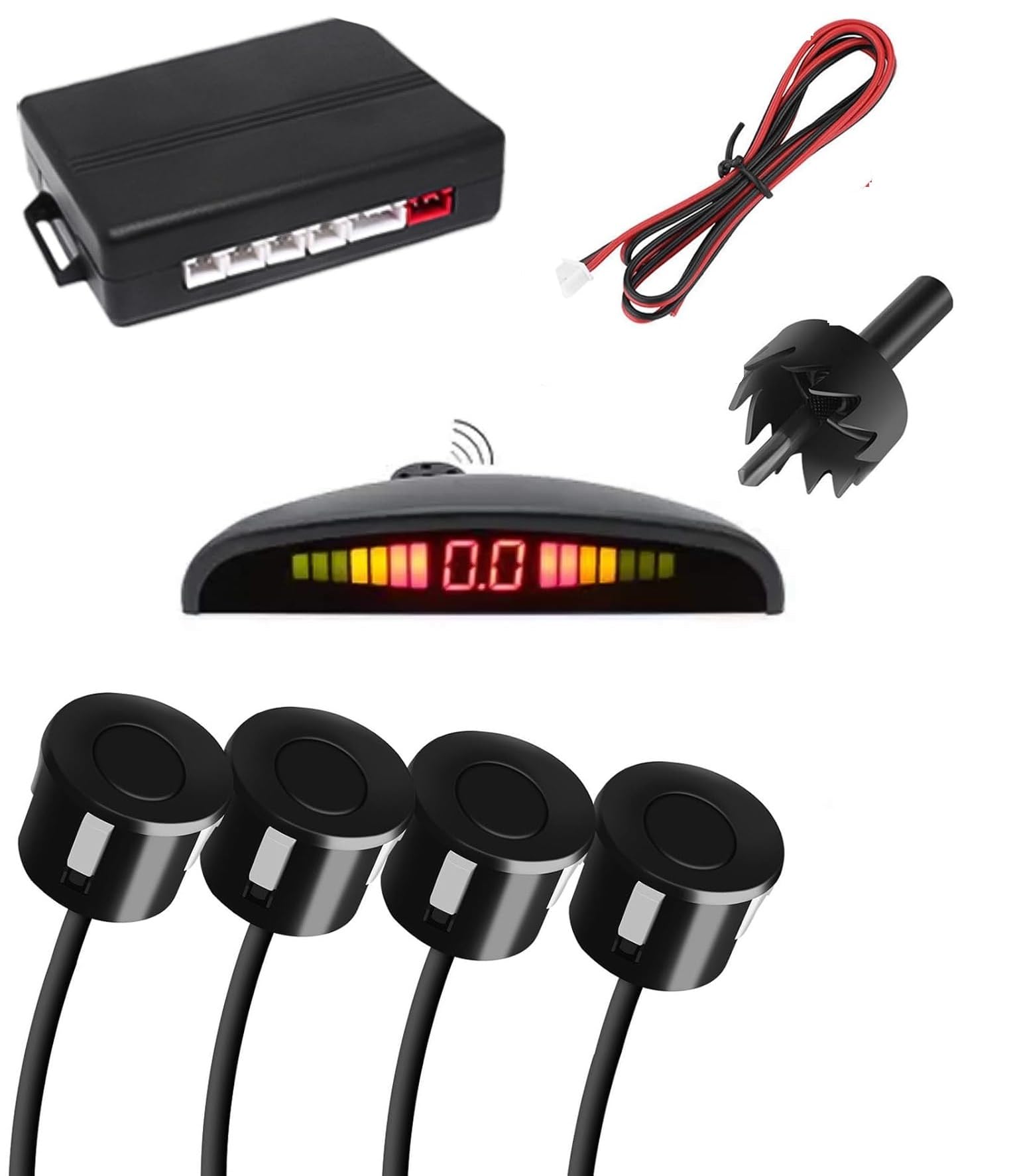 Dhanvine Car Black Reverse Parking Sensor with LED Display Buzzer and Control Box Radar Beep Sound Alert System Auto Object Detector Compatible with Ford Fiesta New-picture-27