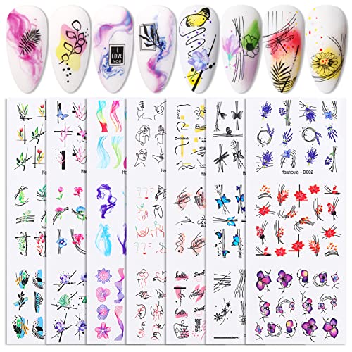 NICOLE DIARY Nagelsticker Blumen Wassertransfer 20 Blatt Groß Nagel Sticker Nail Art Sticker Nagelsticker Selbstklebend Nageltattoos Nageldesign Sticker Nagel Decals Nail Kunst Aufkleber Cover