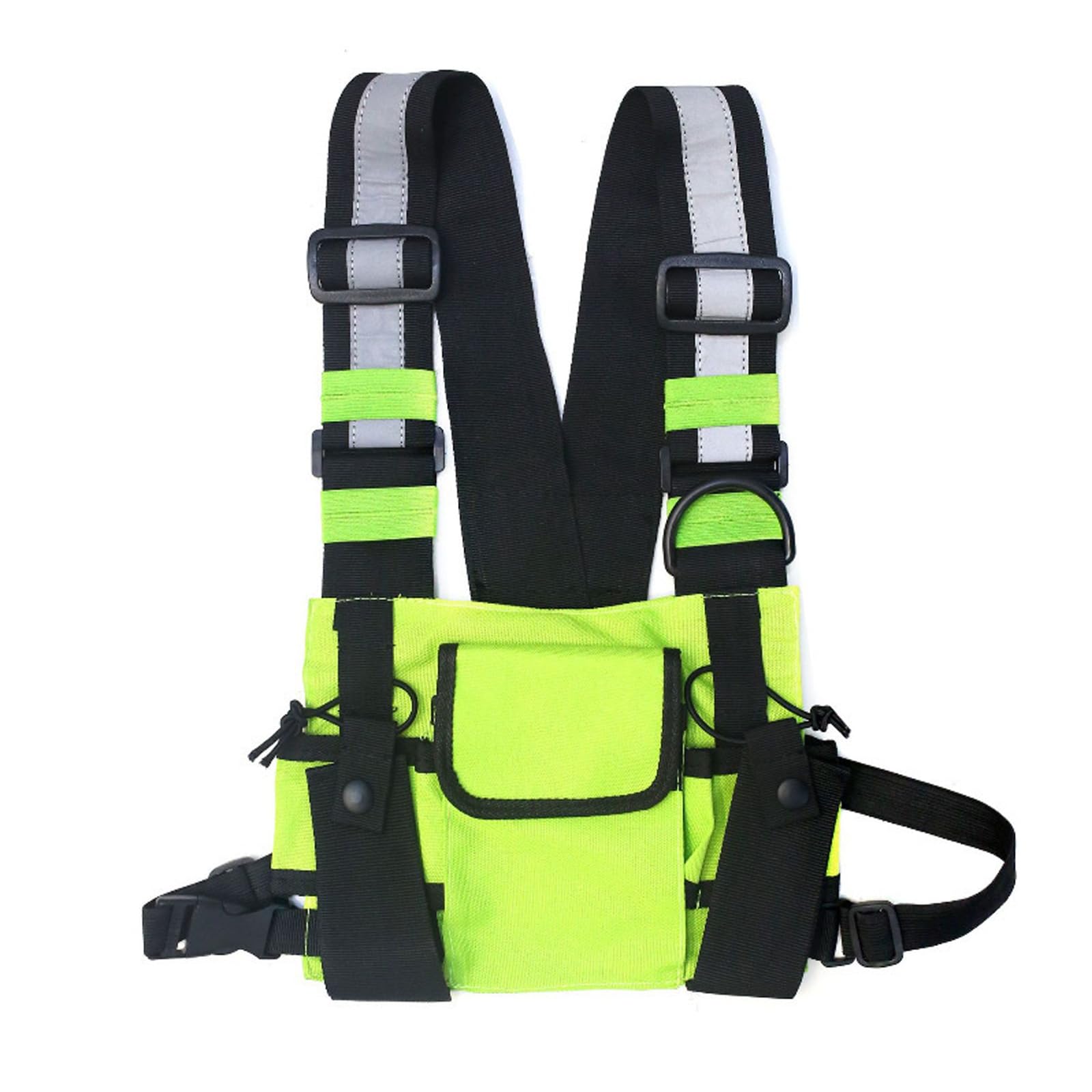 Maizoon Multi Pocket Chest Bag Two-Way Radio Walkie Talkie Hands-Free Pack with Phone Holder Hip Hop Street Adjustable Shoulder Strap Vest Suitable