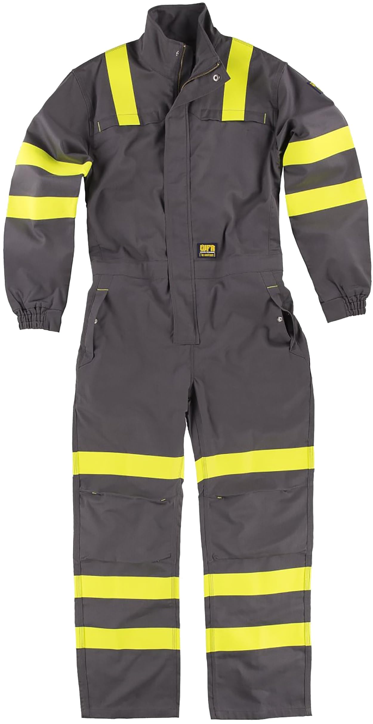 WORKTEAM C5096 Buzo o Mono Ignífugo, Antiestático con protección para Soldadura y Arco Eléctrico, Visibilidad Realzada, Cintas Fluorescentes Amarillas y Triple Costura. Unisex