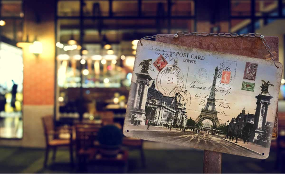 Amazon.co.jp: AOYEGO エッフェル塔 ブリキ看板 ポストカード パス 空