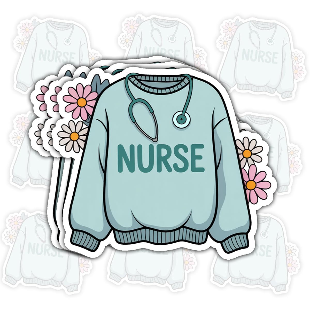 Calcomanías para suéter de enfermera con frases divertidas para lucir en el hospital