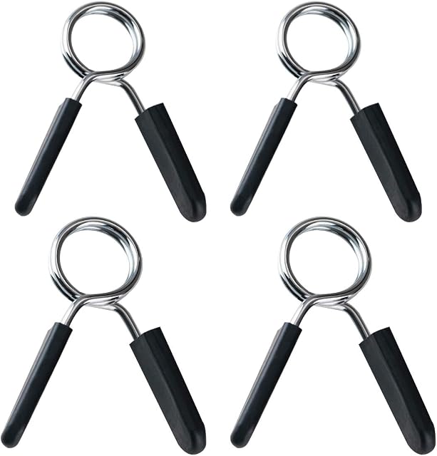 PROVO 4Pcs Barbell Spring Clip Collars, Barbell Clamps Exercise Collars Dumbbell Clamps for Olympic Bars, Dumbells, Barbells Gym Equipment for Fitness Strength Training(25 mm & 28mm)
