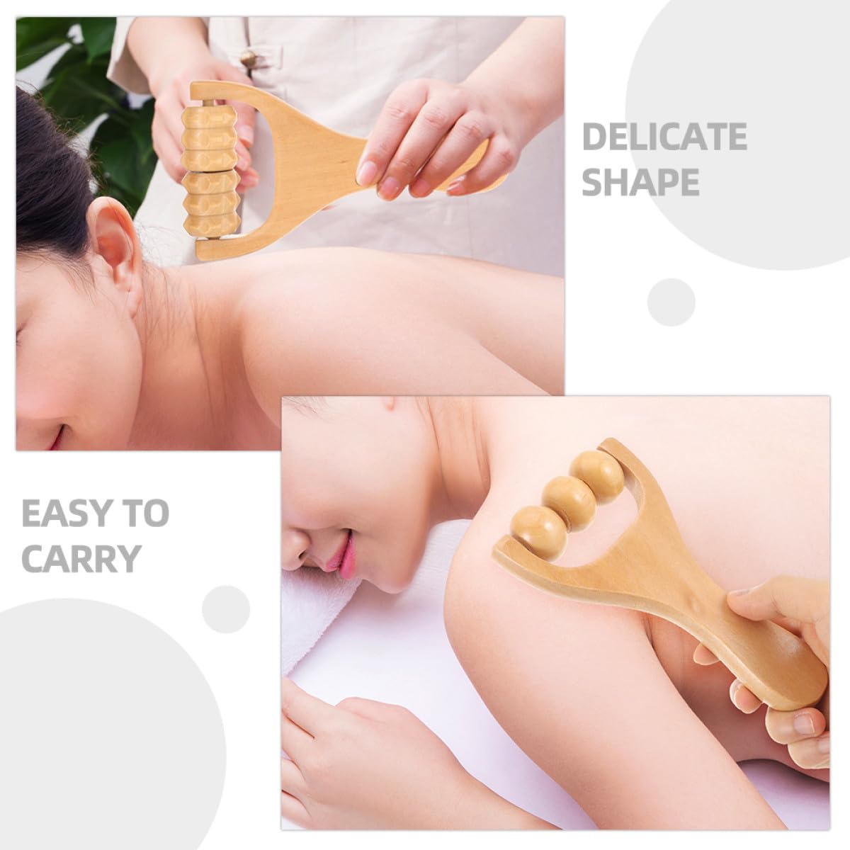 POPETPOP 8 piezas Rodillo de Masaje de Madera Ergonómico para Cuerpo Cuello Espalda Pies y Brazos Herramienta Manual Portátil para Relajación y Alivio Muscular
