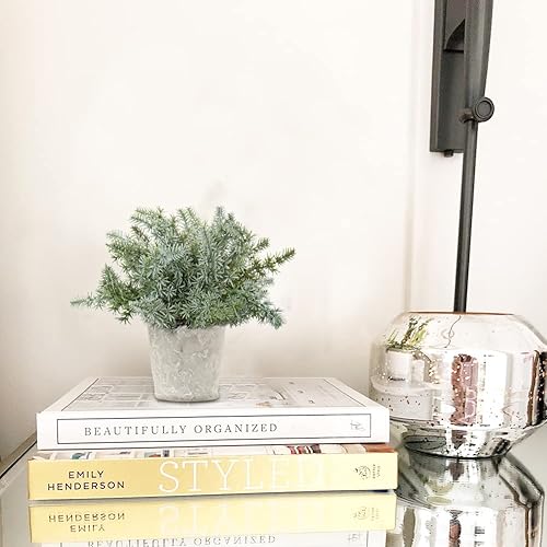 Miniatura 4 de Briful Juego de 3 plantas artificiales pequeñas para decoración de plantas artificiales en macetas, plantas de eucalipto sintético en macetas para