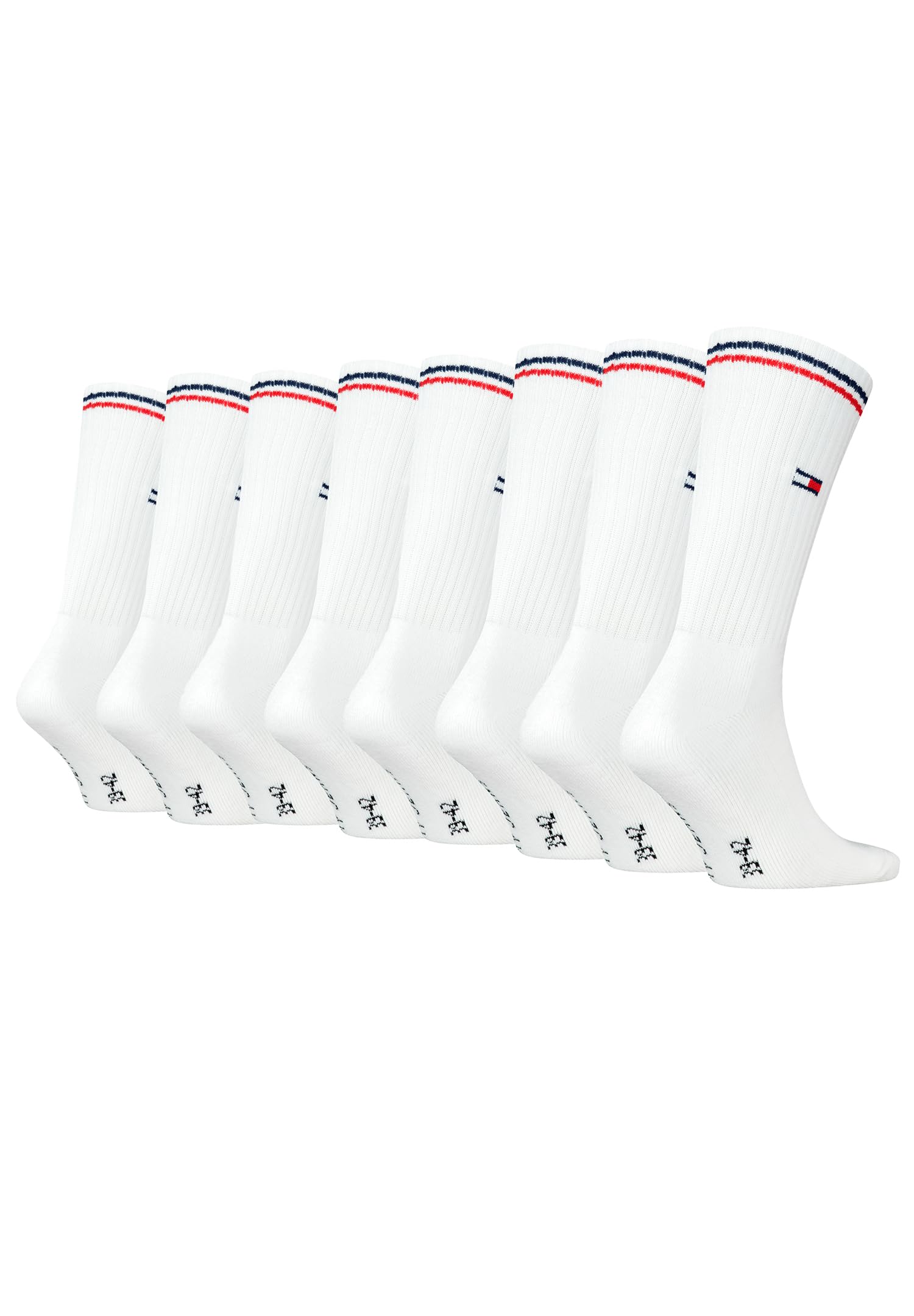 Tommy Hilfiger Lifestyle Crew Socken/lange Tennissocken für Damen & Herren 8-er Pack, Farbe:Weiss, Socken & Strümpfe:39-42