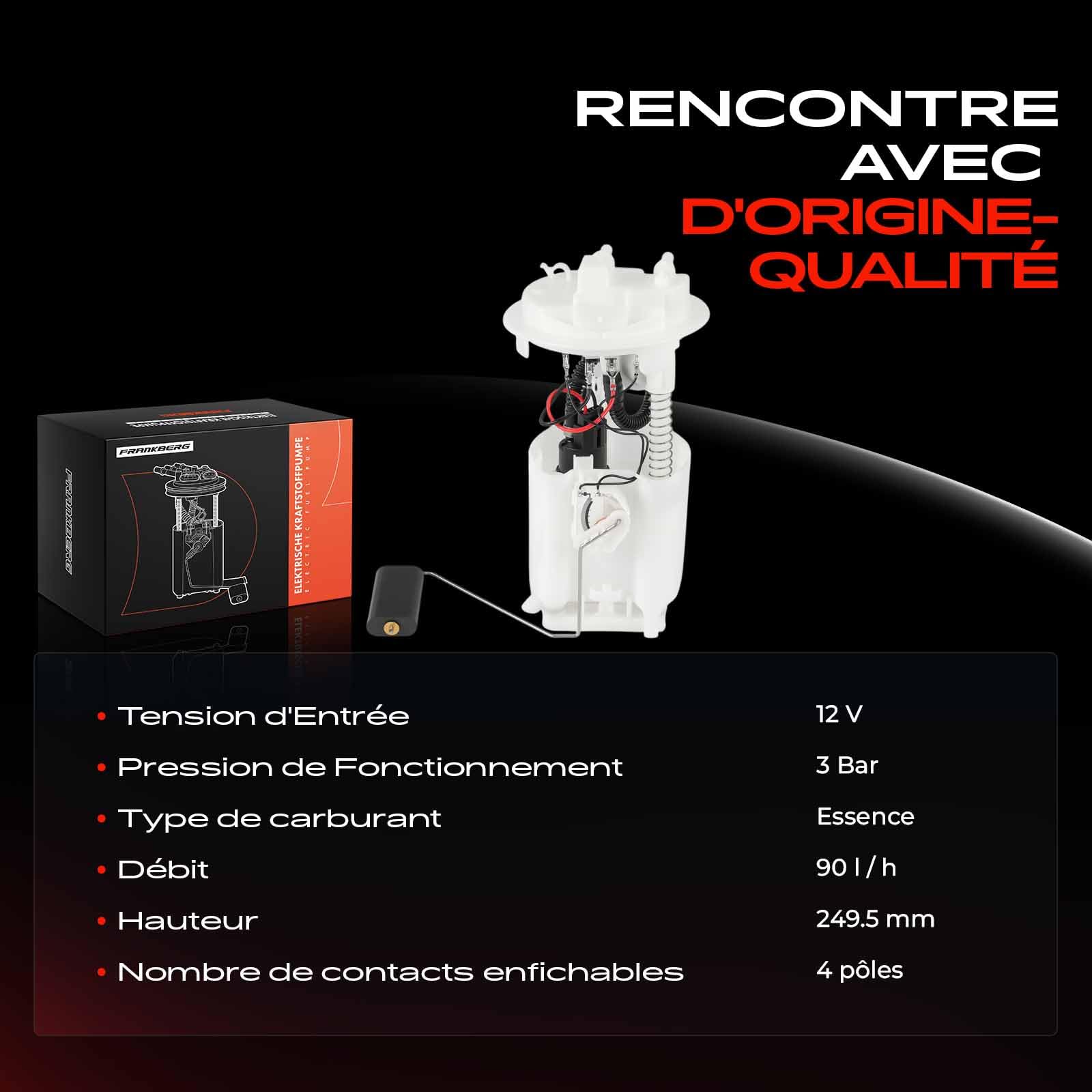 Frankberg Pompe à Carburant Pompe à essence Module d'alimentation en carburant Kit sans Capteur de pression 4-Pôles Compatible avec 307 3A/C 307 Break 3E 307 CC 3B 307 SW 3H Frankberg Pompe à Carburant Pompe à essence Module d'alimentation en carburant Kit sans Capteur de pression 4-Pôles Compatible avec 307 3A/C 307 Break 3E 307 CC 3B 307 SW 3H
