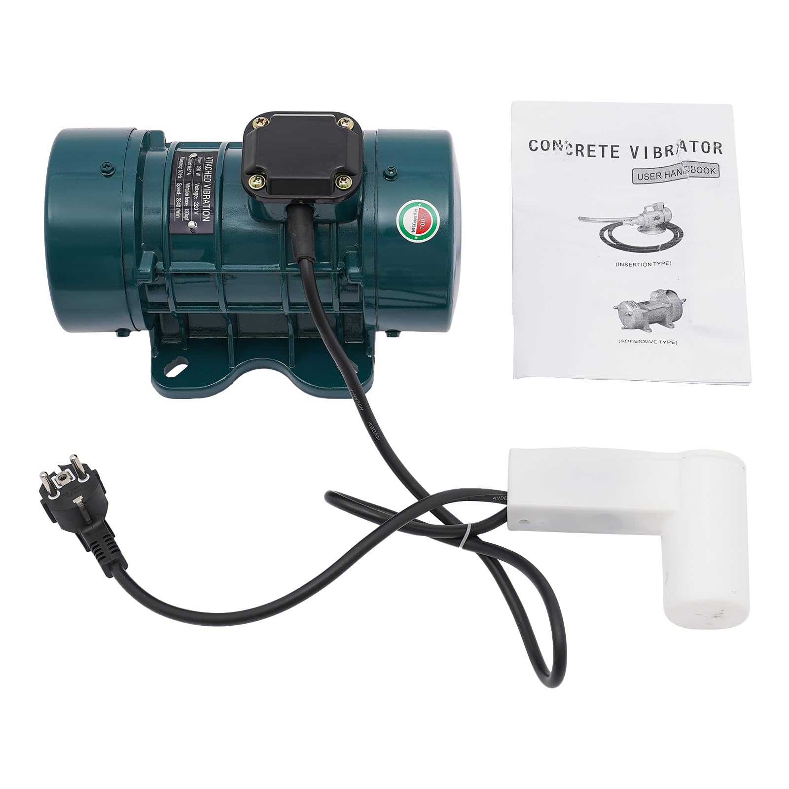 Vibrationsmotor, 250W Beton Vibrationsmotor, Geschwindigkeit 2840rpm,Stabile Basis, Vibrationskraft 150kg, Vibration Motor für Zementgießarbeiten wie Autobahnen (Dunkelgrün)
