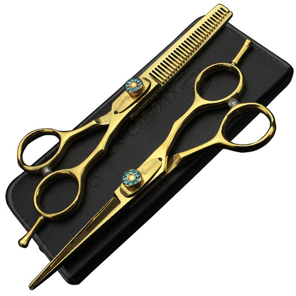 Friseurscheren-Set 6.0 Zoll, Friseur Clipper Japan Haircut Edelstahl Styling-Werkzeug (Gerade Schere + Zähne Schere), Für Friseurbedarf, Home Use, Salon,Black 1
