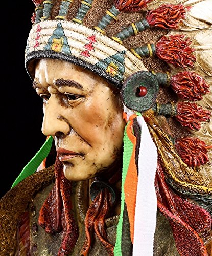 Grande figurine indienne - Buste de chef avec aigle et sceptre