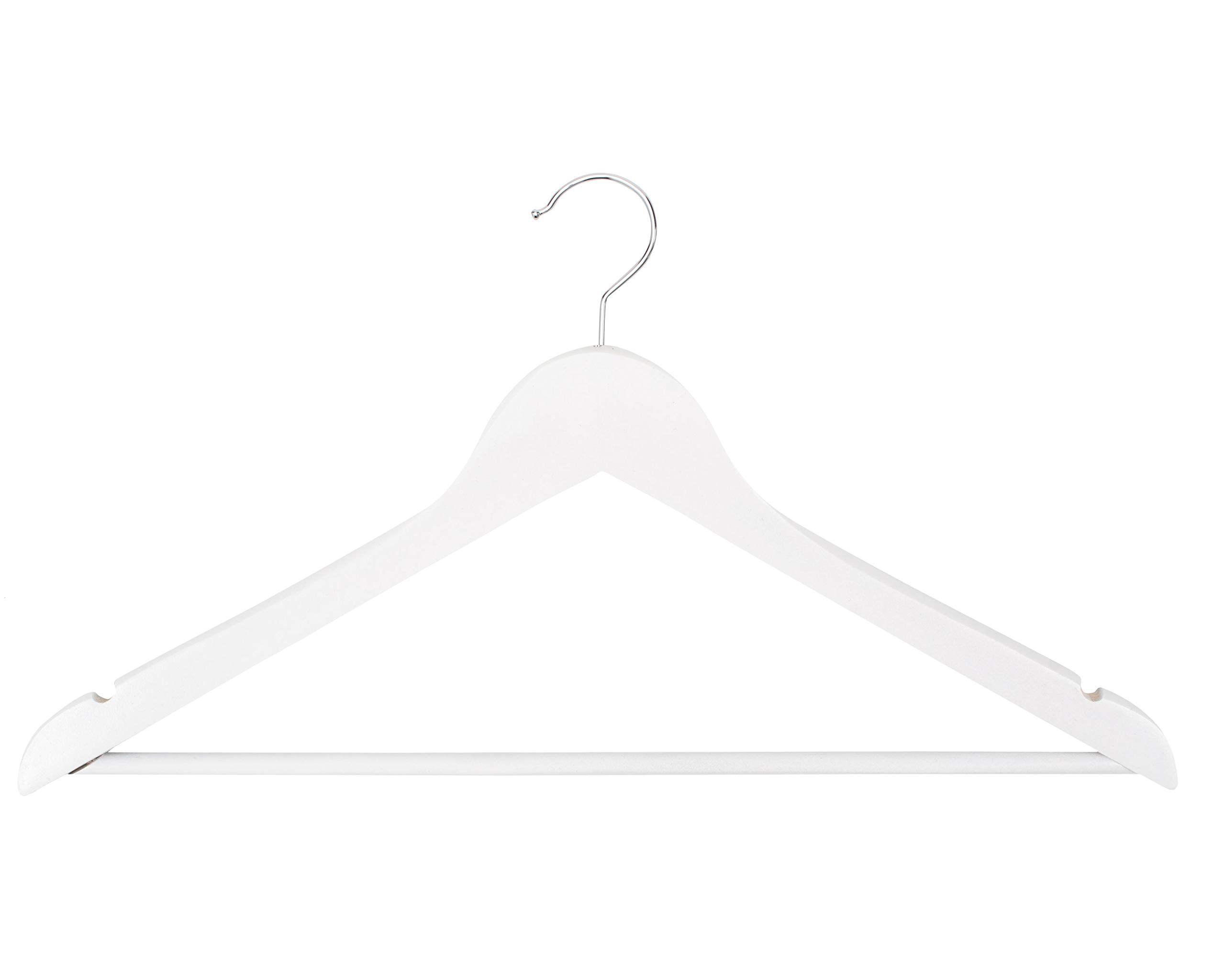 Lot de 20 cintres en bois, blancs, avec barre de pantalon, de 38 cm, crochet rotatif à 360 °, pour vêtements, vestes, costumes, pantalons, disponibles de 10 à 50 pièces