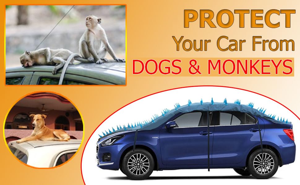 Image of Waterproof Spike Car Cover for Maruti Suzuki Ignis Completely Protect Car from Dogs & Monkeys Also Compatible with All Hatchback,Sedan and SUV Cars (13.4 Feet) Full Roof Universal Size