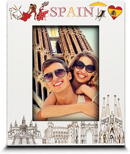 -Marco de fotos de España, boda, luna de miel, vacaciones, aventuras en España - Set de diseño de símbolos temáticos de España con impresión UV (5 x