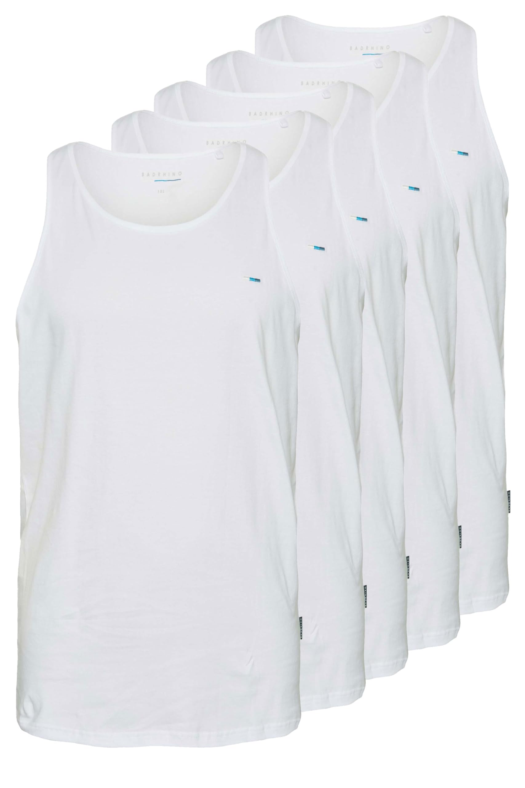 BadRhino Men's 5 Pack Vest Tops White 7-8XL