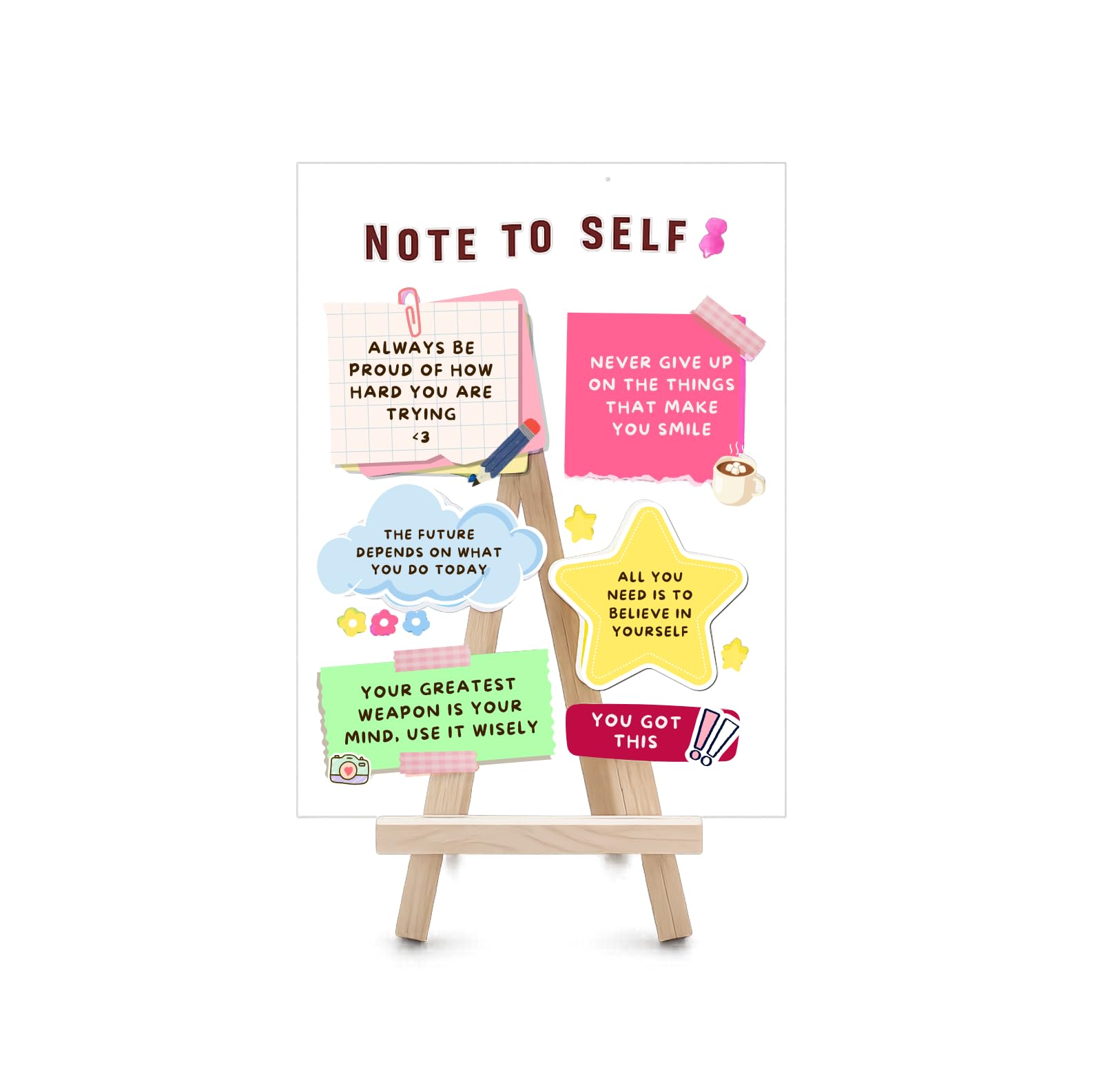 Motivational Acrylic Desk Frame with Wooden Stand – “Note to Self” Inspirational Quotes Table Top Decor | Positive Affirmation Display for Study Table, Office Desk & Bedroom Shelf-image-13