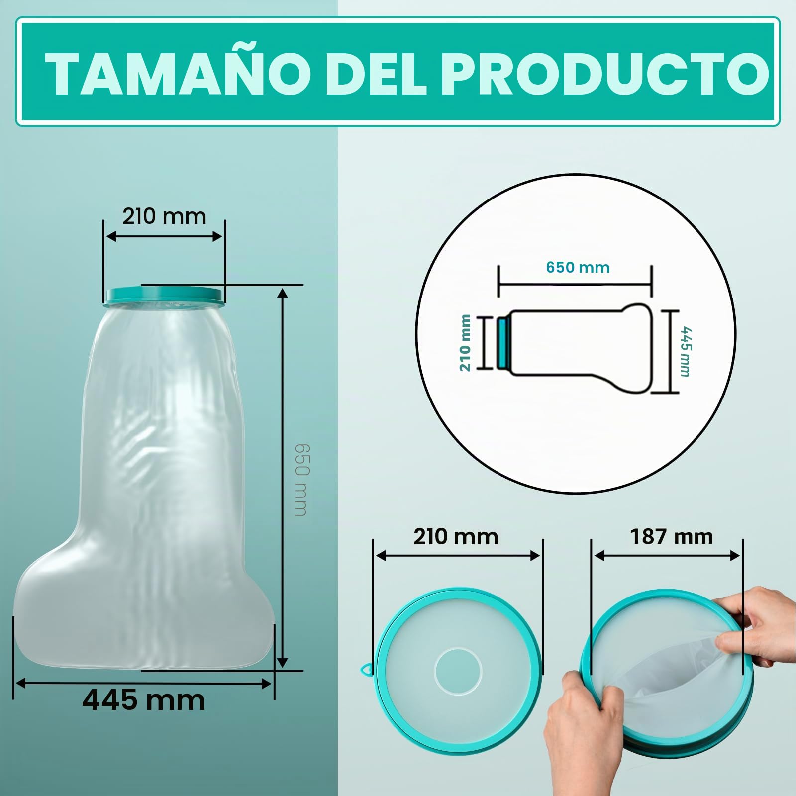Cubreyeso Reutilizable Impermeable para Pierna de Adulto para Ducha, Adecuado para Uso Durante el Lavado, Baño y Ducha, Brindando Protección Impermeable para Yesos y Vendajes