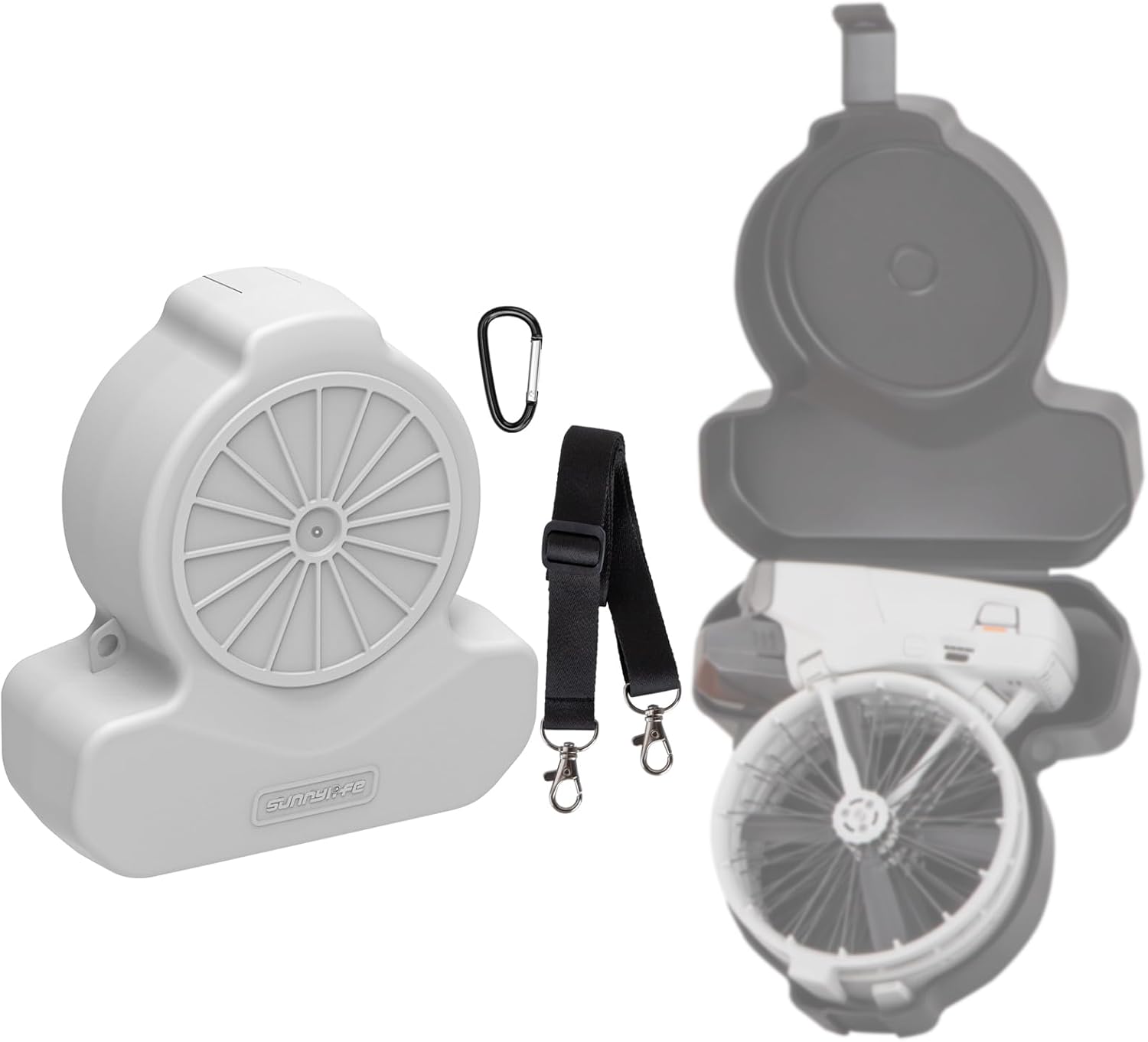 Protective Case with Lanyard Shock-proof Dust-proof Portable Carrying Case Plastic Travel Bag for DJI Flip Fly More Combo (GREY)