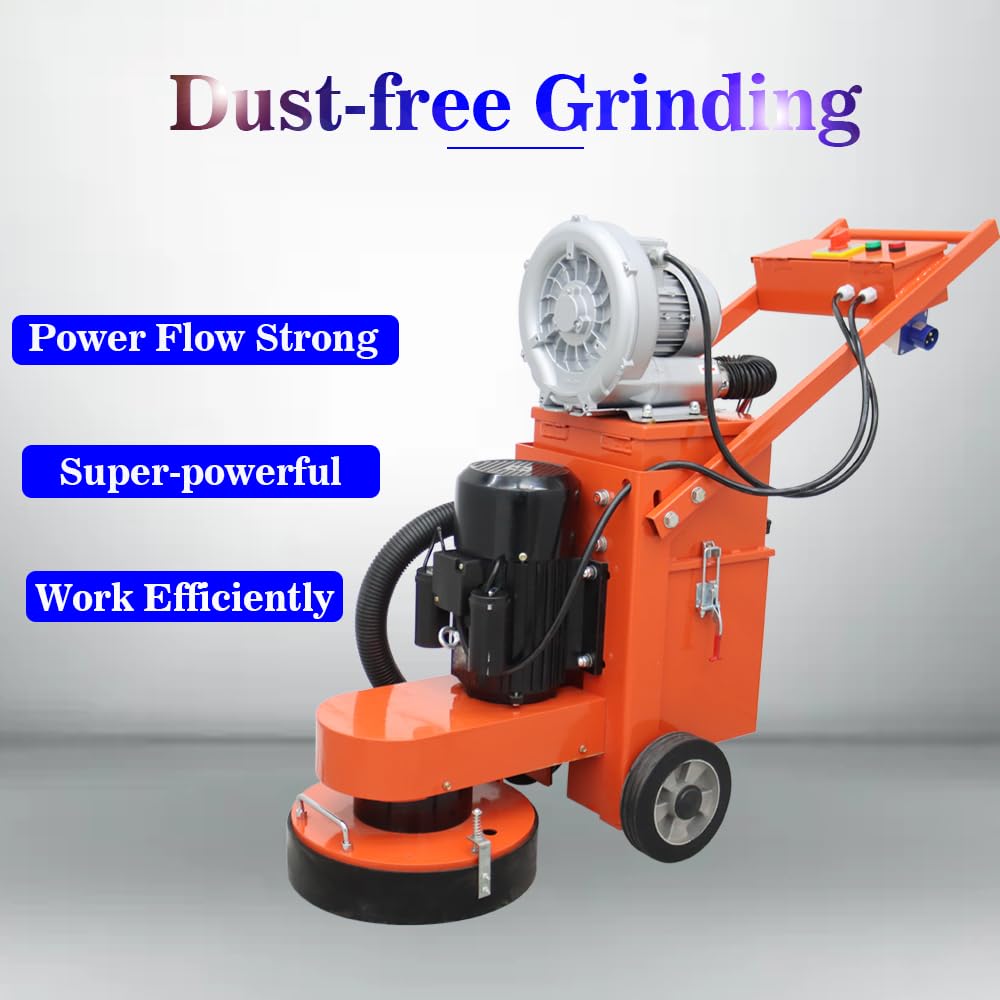 THUXEON 220V Cement Ground Grinder with 20L Dust Collection Box 4KW Grinding Machine Concrete Floor Polisher Work Depth 0-3mm Concrete Surface Grinder for Terrazzo Epoxy Floor
