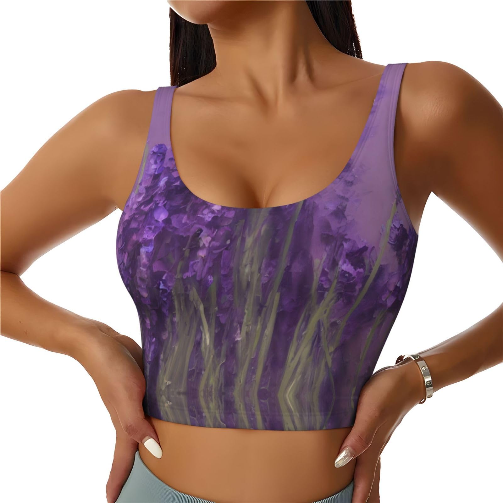 Chaleco lavanda de yoga con estampado romántico y elegante 8