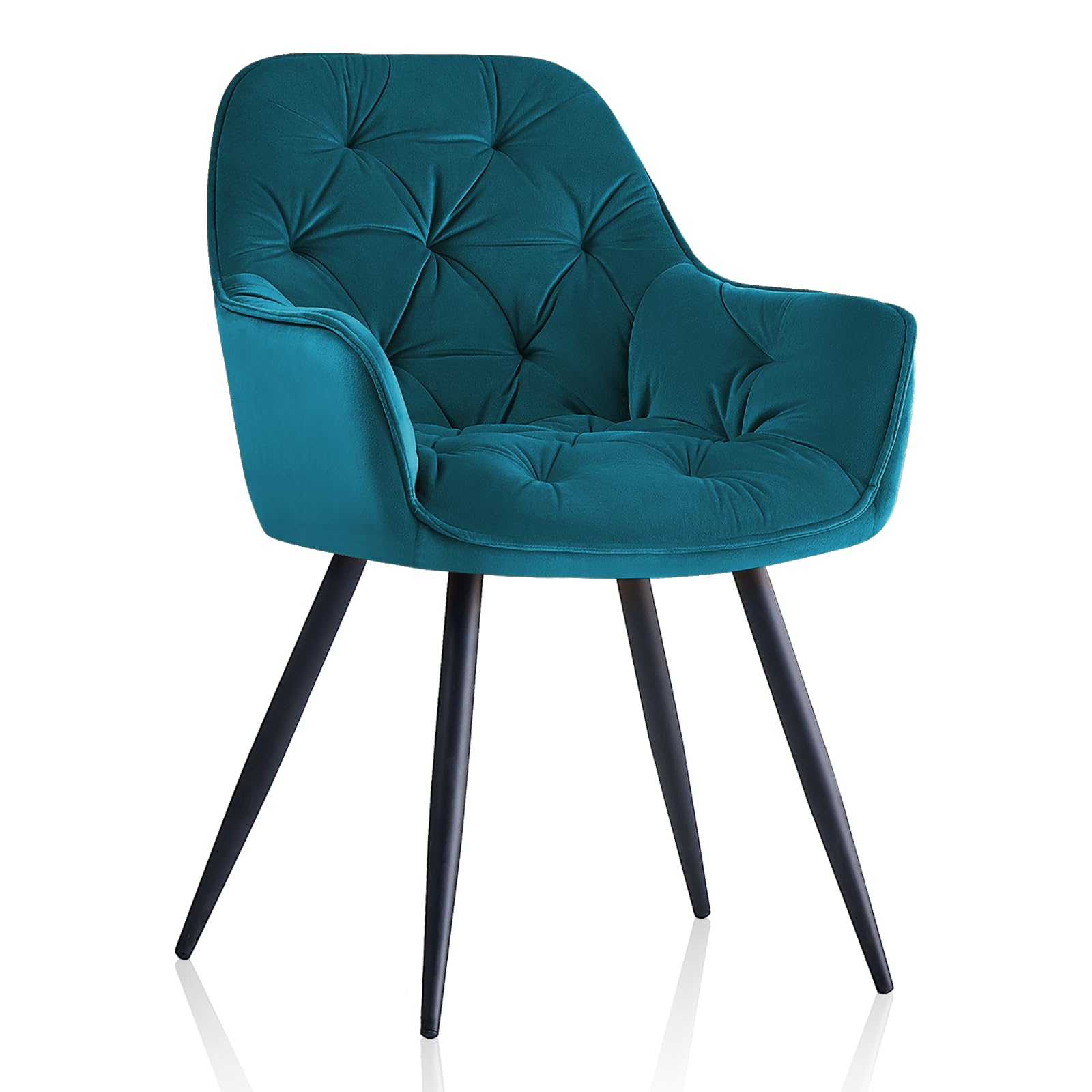 JaHECOME Teal Velvet Dining Chairs Set of 1 Kitchen Chairs Armchairs Upholstered Seat High Back for Living Room Bedroom Home Reception Lounge Office(1,Teal)