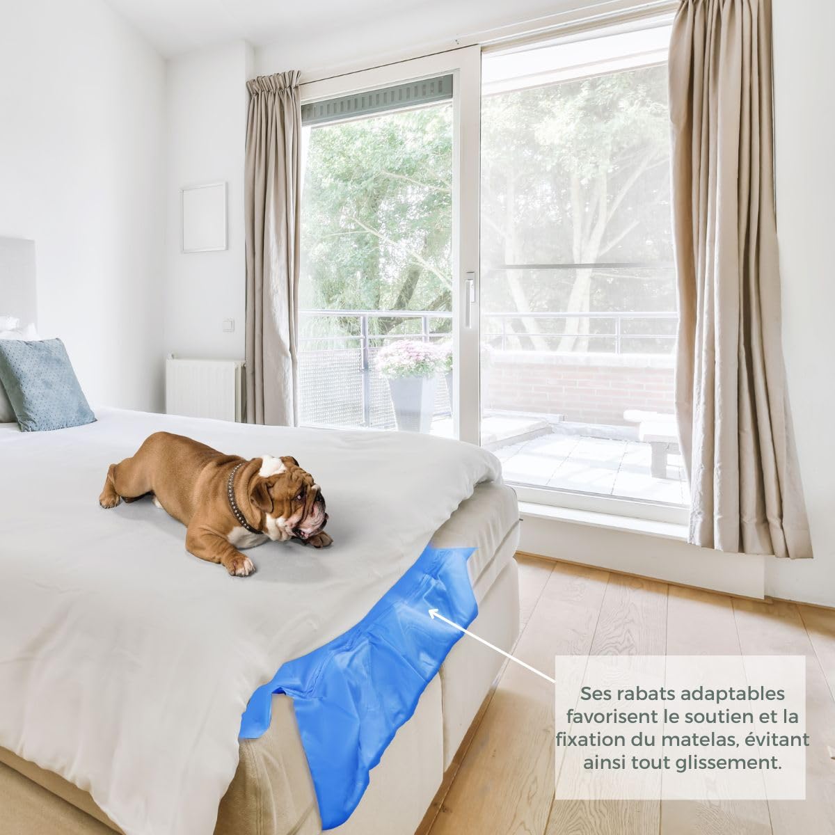 Mobiclinic® Matelas Anti-escarres à air alterné, Moteur Silencieux, Mobi 1, Télécommande, 200 x 90 x 7 cm, Kit de réparation, Convient aux Lits articulés, 130 cellules, Bleu